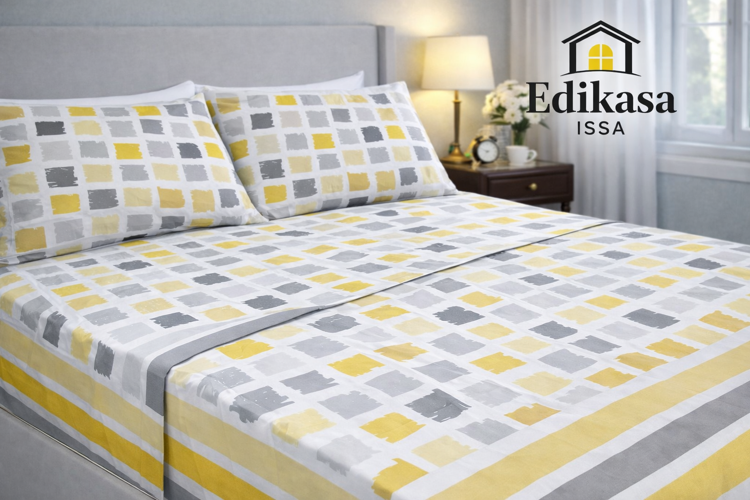 Sábanas estampadas Amarillos y Grises