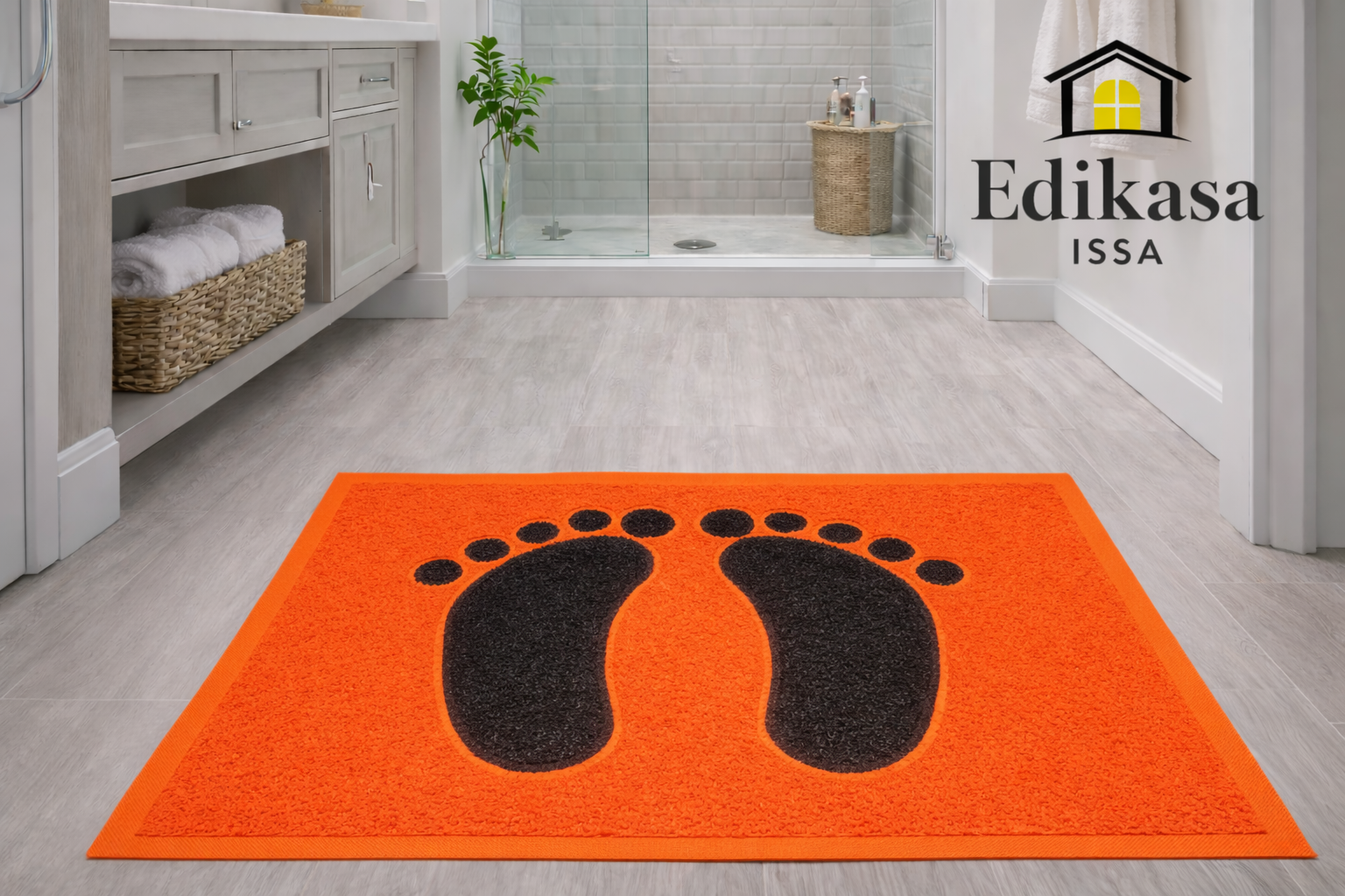 Tapete entrada de baño Naranja Negro