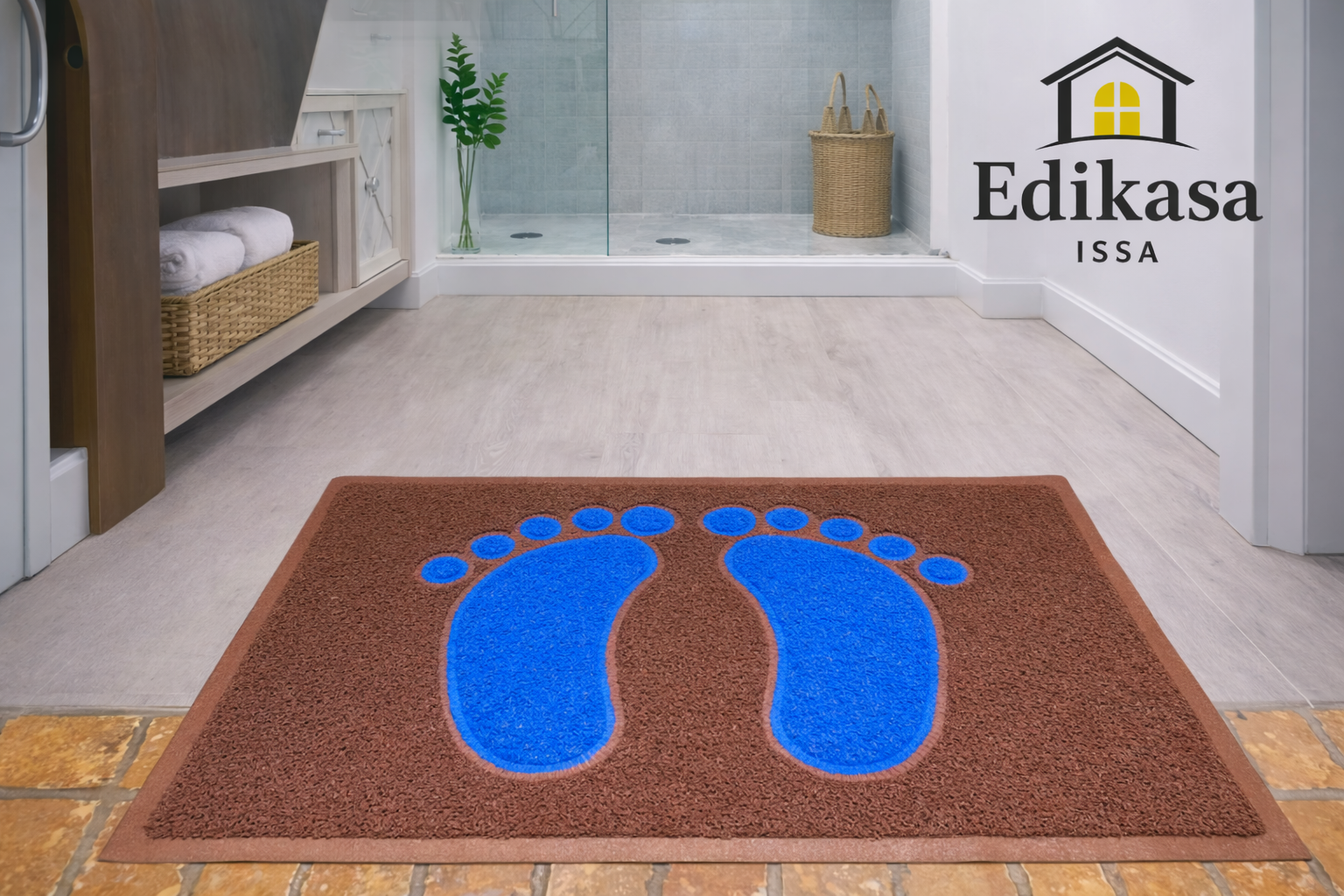 Tapete entrada de baño Café Azul